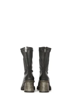 Stretch Leather Heeled Boot