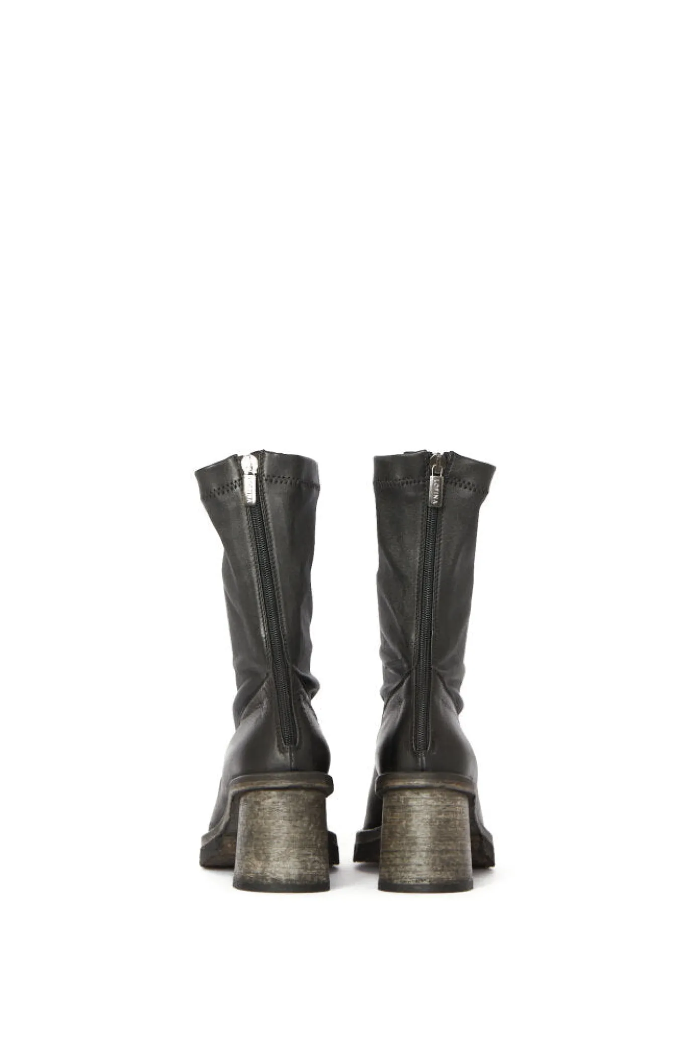Stretch Leather Heeled Boot