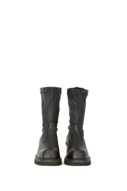 Stretch Leather Heeled Boot