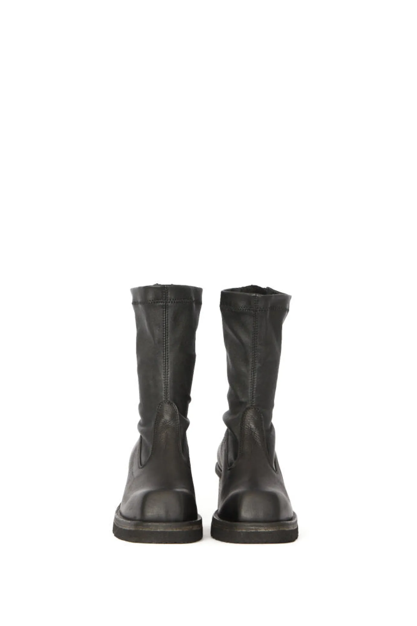 Stretch Leather Heeled Boot