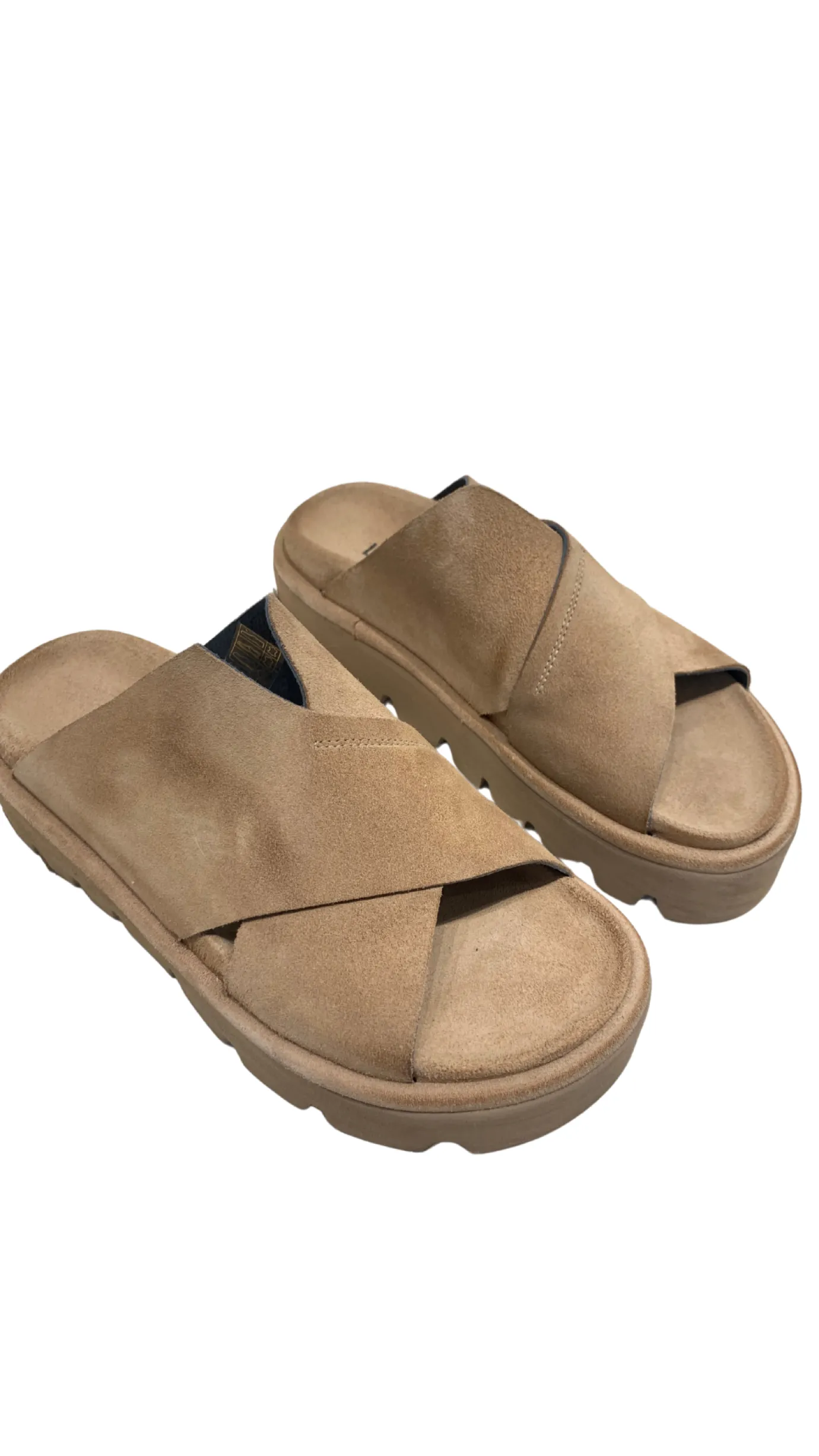 Tan Suede Platform Slide