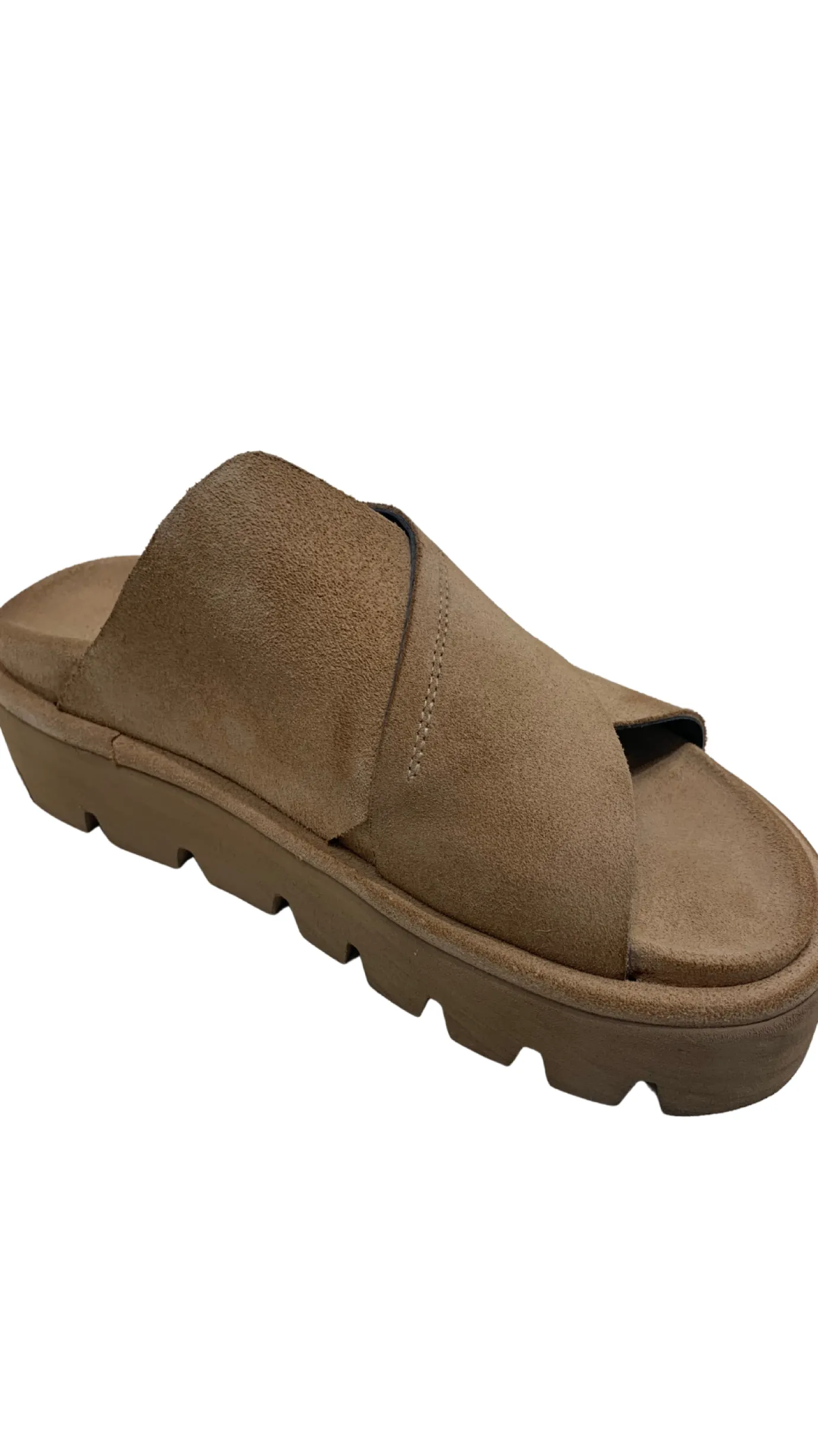 Tan Suede Platform Slide