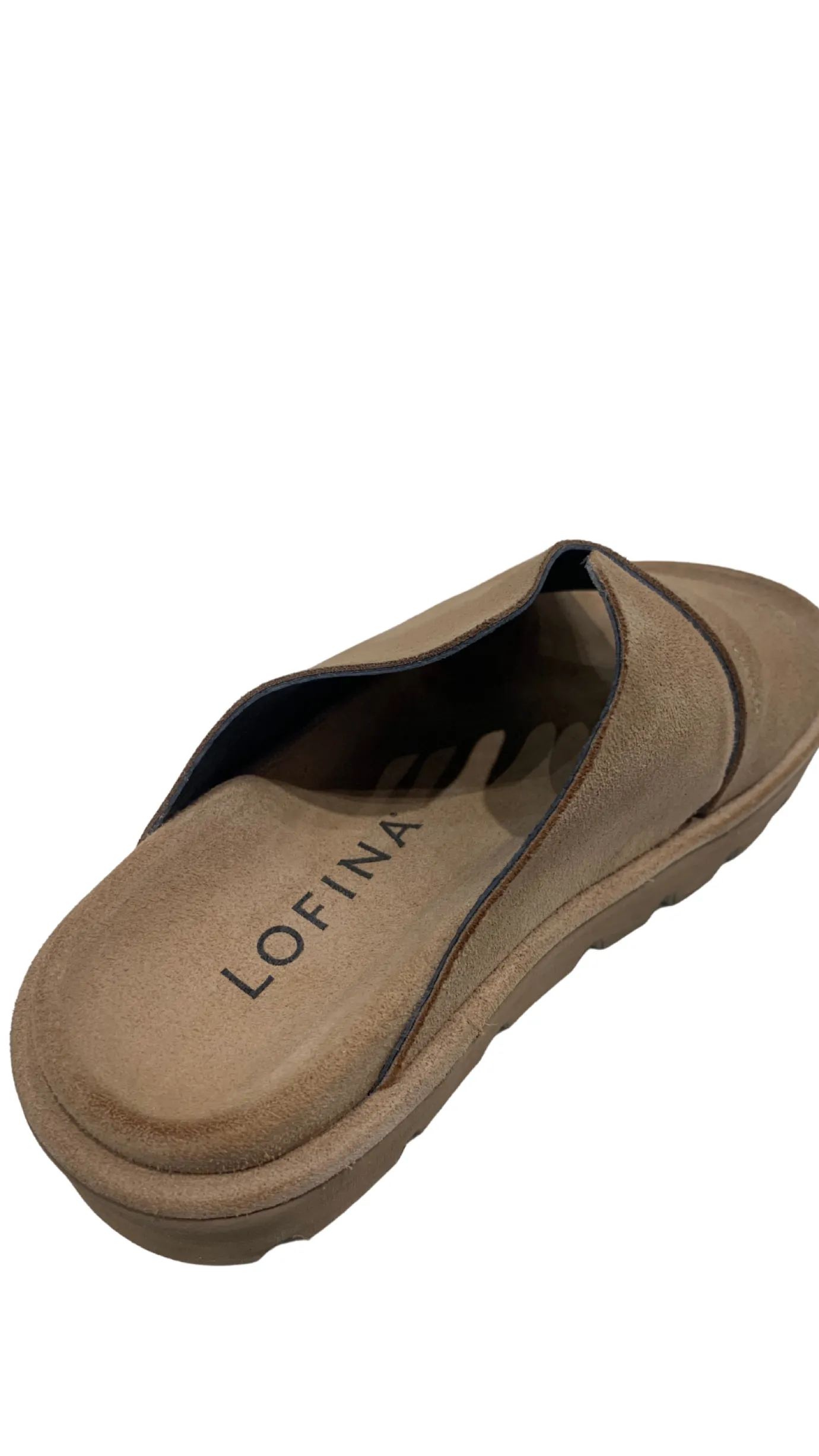 Tan Suede Platform Slide