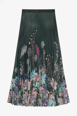 Taulla Black Print Pleated Skirt