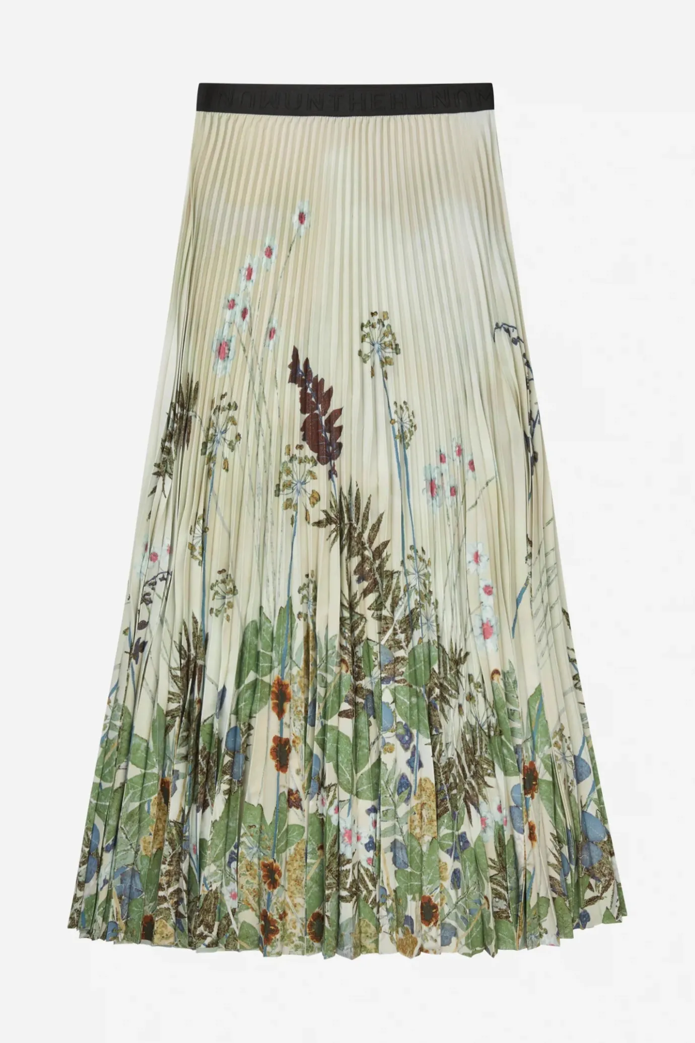 Taulla Creme Print Pleated Skirt