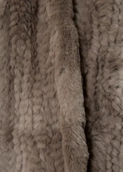 Taupe Grey 'Open' Real Rex Rabbit Fur Scarf