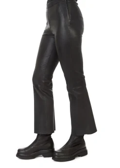 'Tyson' Crop Flare Leather Trousers