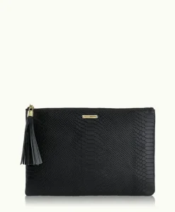 Uber Black Python Clutch Bag