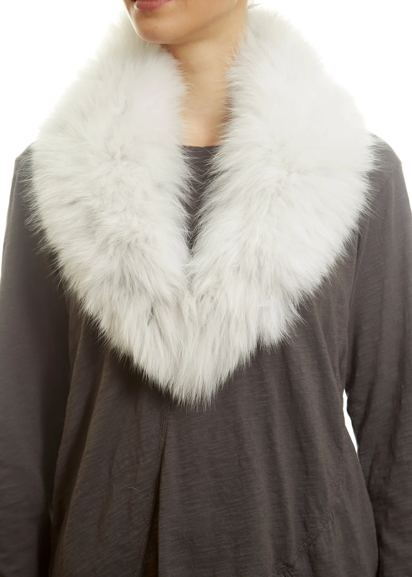 White Genuine Fox Fur Collar